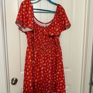 ARULA Red Mini Sundress with Flutter Sleeves